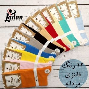 جوراب مردانه کلاسیک طرح ساده رنگ فانتزی پنبه دیان (12جفتی)