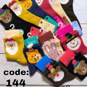 جوراب نیم ساق بچگانه آدم برفی میکس پاراکس کد 144 (12جفتی)