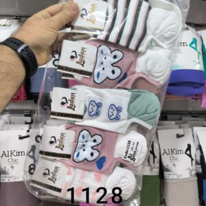 جوراب زیر قوزکی زنانه دو خرگوش کد 1128  لادن (۱۰ جفتی)