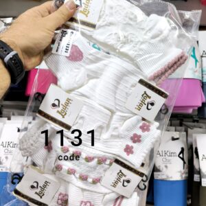 جوراب مچی زنانه توت فرنگی سفید برجسته کد1131 لادن (۱۰ جفتی)