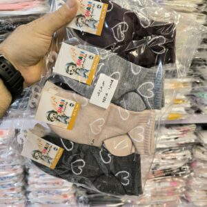 جوراب بچگانه 4 سایز قلبی کد 107 شادی (12جفتی)