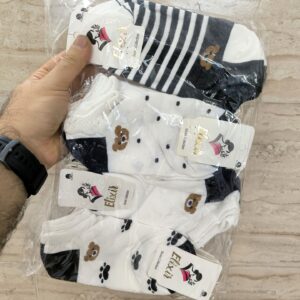 جوراب مچی زنونه خرس میکس تم مشکی حراج ویژه الکسیر (۱۲جفت)