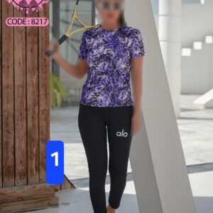 ست تیشرت و شلوار ورزشی زنانه طرح 1 کد 8217 ( تک عددی )