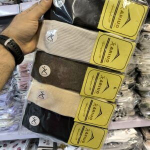 جوراب ساقدار زنانه کبریت رنگ بندی نود کرم و قهوه ای میکس ariuo آریو (10جفتی)