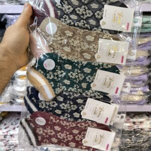 جوراب مچی زنانه گل برجسته مچ موهر خارجی ladga (10جفتی)