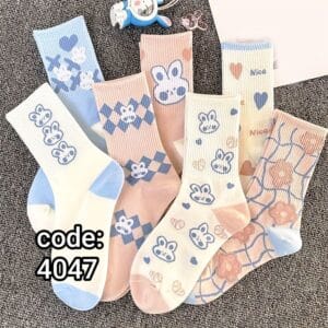 جوراب ساقدار زنانه طرح گل قفسی کد 4047 لادن (10جفتی)