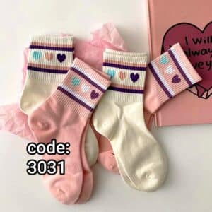 جوراب نیم ساق زنانه طرح سه قلب کد 3031 لادن (۱0جفتی)
