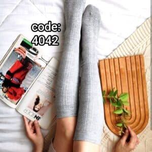 جوراب زیر زانو (سه ربع ) زنانه گندمی برجسته 6 رنگ جور کد 4042 لادن (12جفتی)