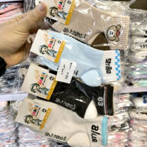 جوراب بچگانه 4 سایز جور شیش طرح 03 کد 102 شادی (12جفتی)