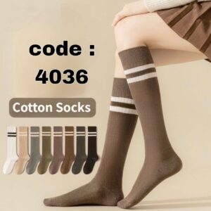 جوراب زیر زانو (سه ربع) مچ دو خط ده رنگ کد 4036 لادن (10جفتی)