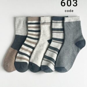 جوراب ساقدار مردانه طرح رینگی سرمه ای میکس کد 603 پاران (10جفت)