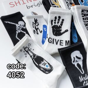 جوراب ساقدار اسپرت طرح اسکلت میکس کد 4052 لادن (10جفتی)