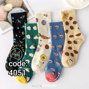 جوراب ساقدار زنانه طرح هویج میکس کد 4051 لادن (10جفتی)