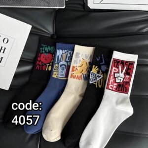 جوراب ساقدار زنانه طرح موز میکس کد 4057 لادن (10جفتی)