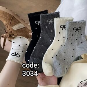 جوراب نیم ساق زنانه خل خالی کد 3034 لادن (۱۰ جفتی)