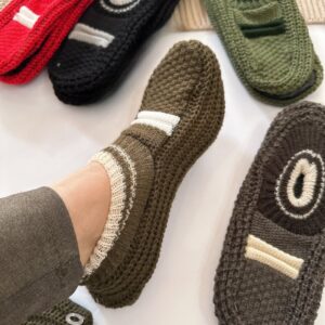 پاپوش زنونه بافتنی ساده کف چرم مفرح  (12جفتی)