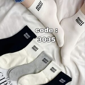 جوراب نیم ساق زنانه میو میو ملانژ کد3035 لادن (۱0جفتی)