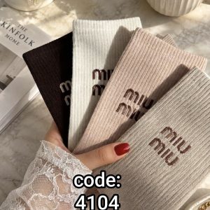 جوراب ساقدار زنانه طرح میو میو (تم کرم قهوه ای ) کد 4104 لادن (10جفتی)