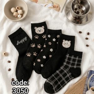 جوراب نیم ساق زنانه طرح پنجه میکس کد 3050 لادن (10جفتی)